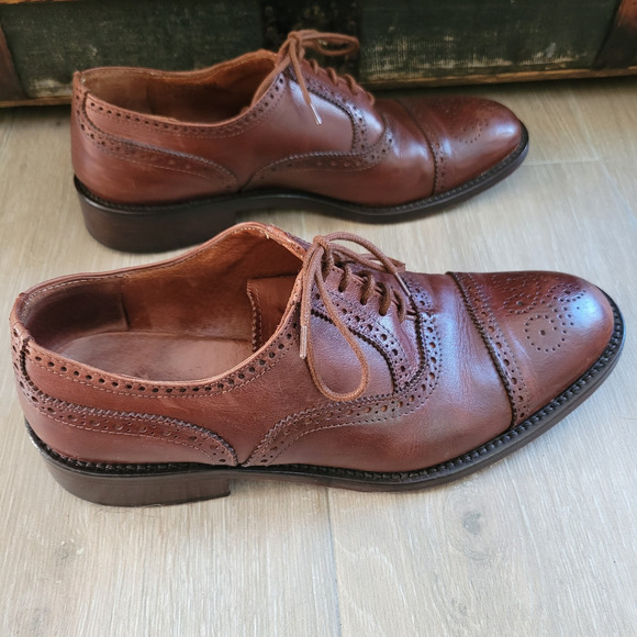 Spatarella Shoes Mens Size 10.5 Oxford Brogue Leather Made Italy Dress Formal - Picture 4 of 16